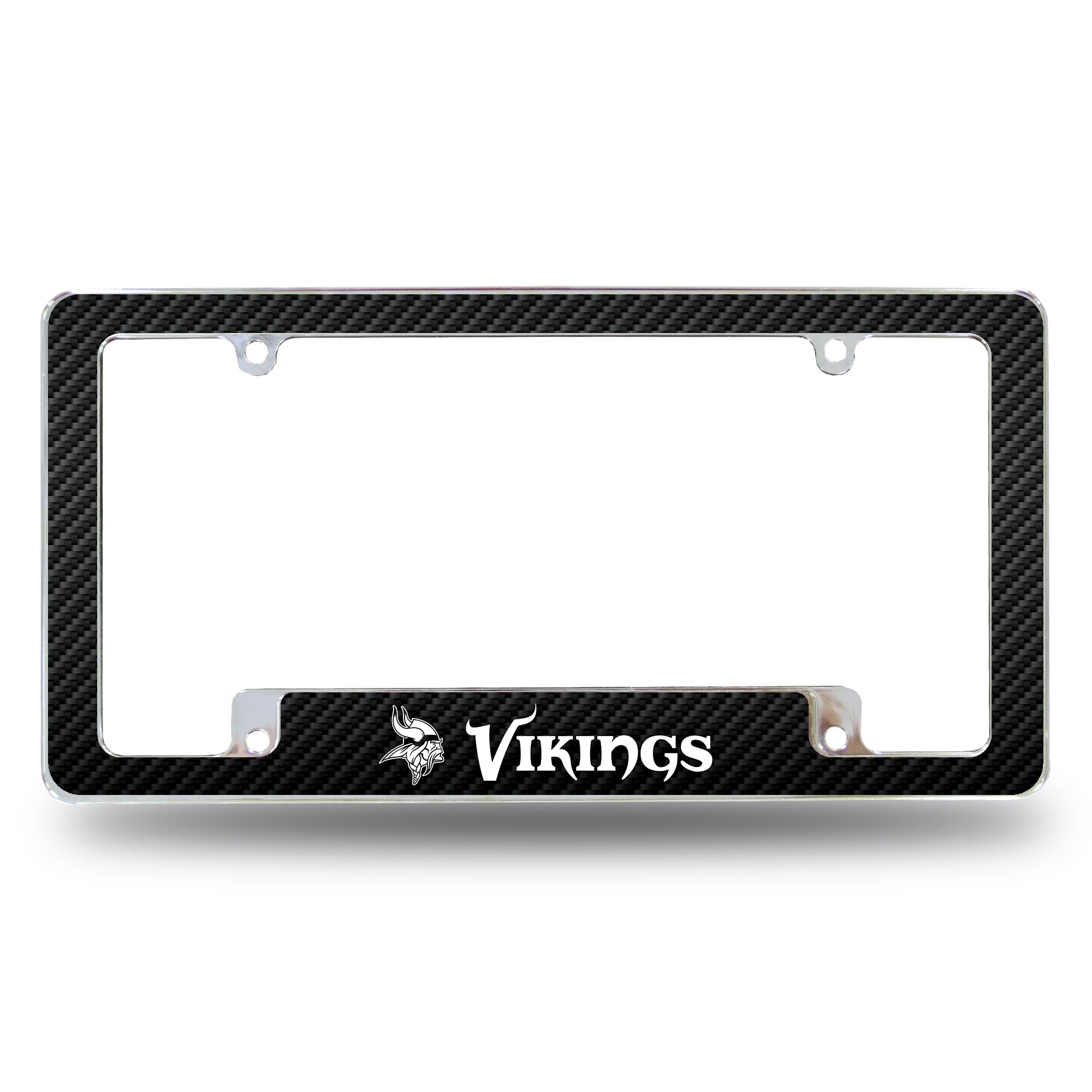 Rico Industries NFL Minnesota Vikings Black 12" x 6" Chrome All Over Automotive License Plate Frame for Car/Truck/SUV
