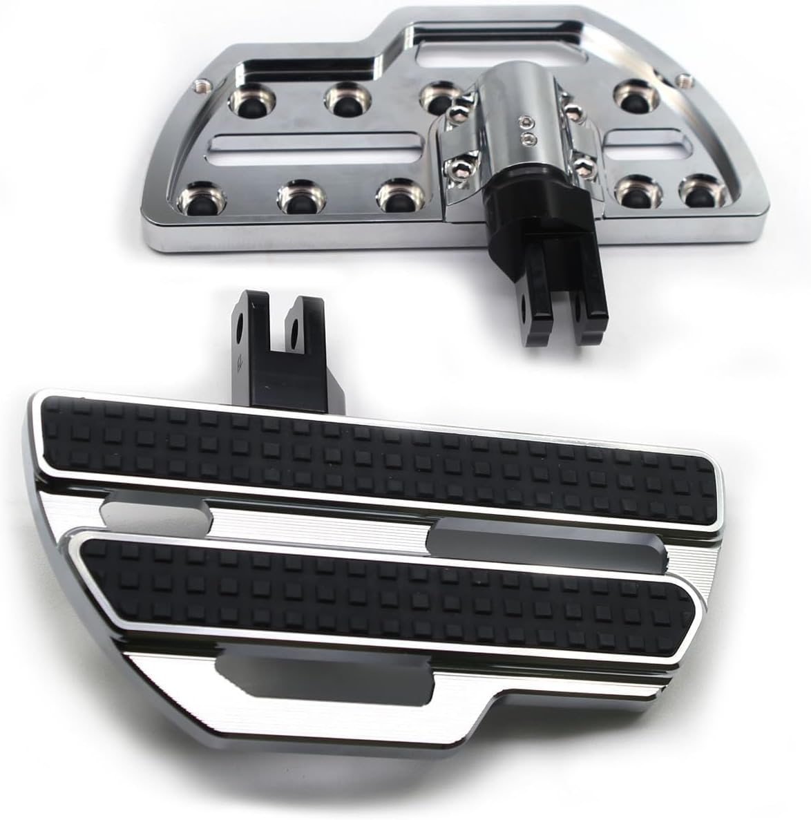 MZS Motorcycle Foot Pegs Front Compatible with Goldwing GL1800 GL 1800 2001-2024, Adjustable Gold Wing Driver Floorboards Touring Rider Footboards Accessories Chrome