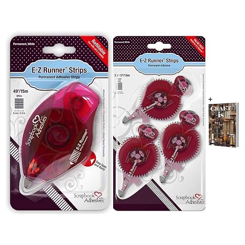 Scrapbook Adhesives por 3L - EZ Runner Aplicador - Dispensador de cinta adhesiva de doble cara de 49 pies y paquete de 3 recambios - Rodillo de tira