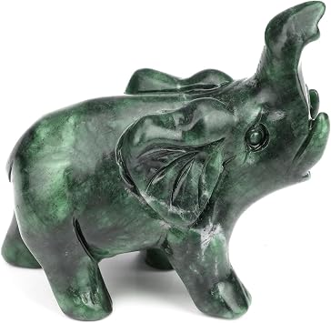 gemshan Good Luck Elephant Decor, Jade Elephant Statue Figurine, Mini Pocket-Sized Feng Shui Charm, Gift for Home Office Decoration