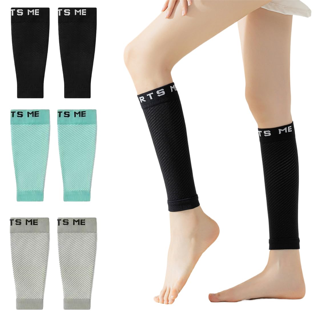 3 Paar Waden Kompressionsstrümpfe, Stützstrümpfe für Damen und Herren, Compression Socks Stützstrümpfe Kompressionssocken für Sport, Wandern, Reisen, Radsport, Running (2)