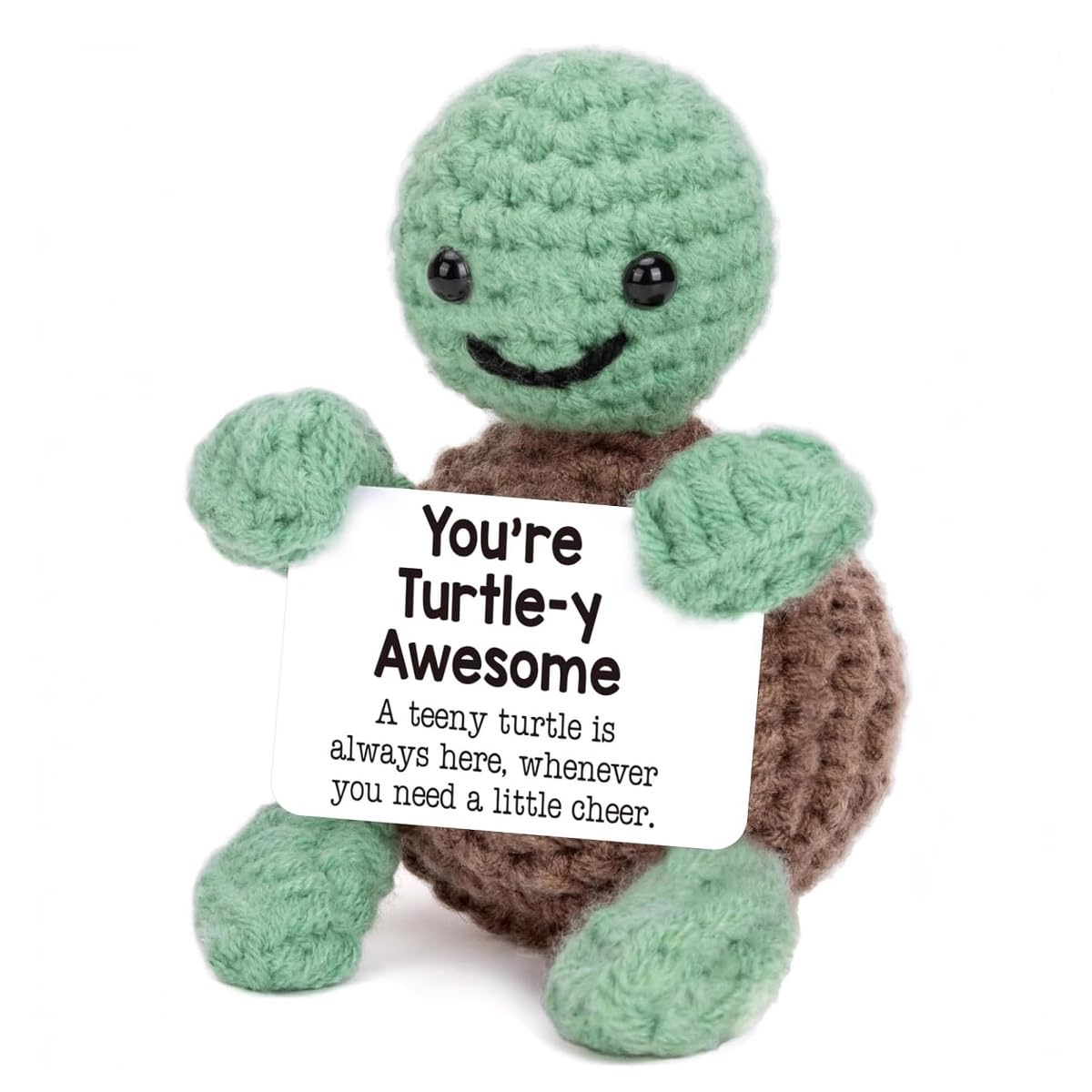 CAREOR Positive Turtle, Mini Knitted Turtle Positive Turtle Crochet Animals Emotional Support Inspirational Motivational Encouragement Gift Party Decoration