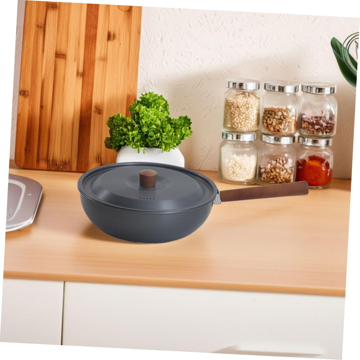 UKCOCO Poêle à Frire de Camping en Alliage D'aluminium, Surface Antiadhésive, Poignée Amovible, Chauffe Uniformément, Cuisine Extérieure et Pique-niques