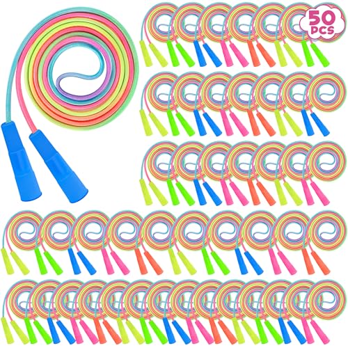 50 Pack Nylon Kids Jump Rope, 7.55FT Lightweight Skipping Ropes for Sports