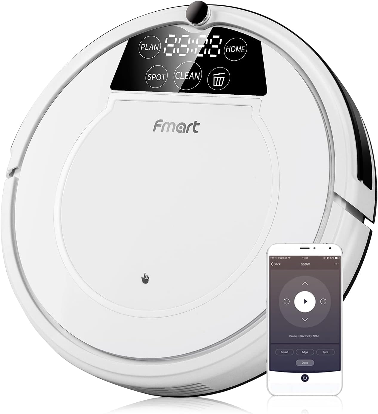 FMART Robotic Vacuum Cleaner with Mops for Pet Hair 2-in-1 Vacuum Robot APP WiFi Connection Remote Control Vacuums