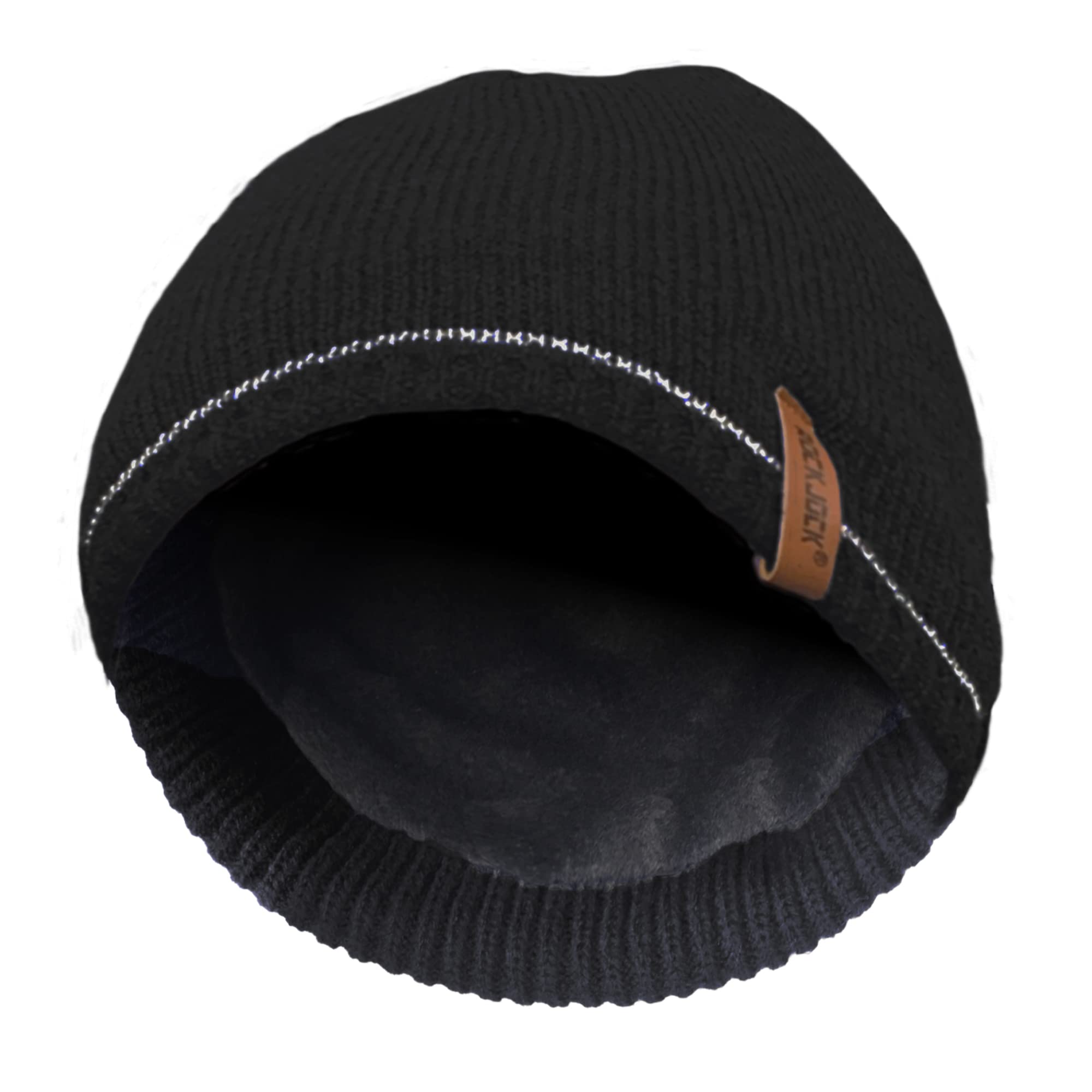 Rockjock Men's Black Stormactive 100% Waterproof Boys Warm Beanie Hat With Reflective Stripe Detail