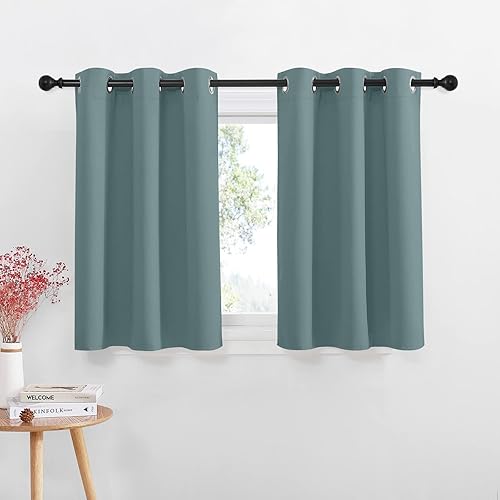 NICETOWN Cortinas opacas para casa rodante, cocina, sótano, con aislamiento térmico y ojales, cortina de ventana pequeña para gabinete de baño, 42