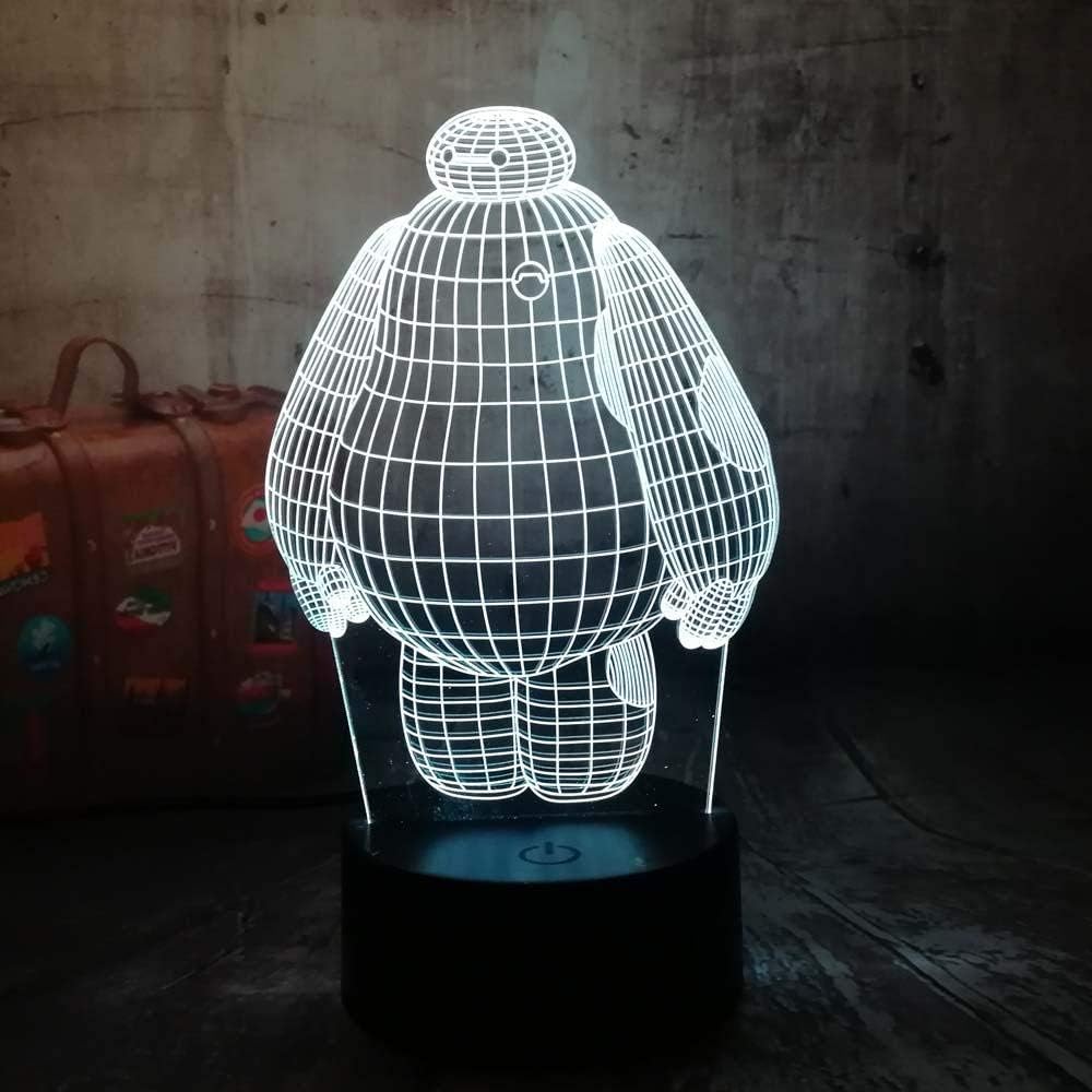 Big Hero 6 Children's Day 3D Baymax Big Hero Bulb Gift Creative Illusion Night Light LED Atmosphero Family Party Bedroom Decoration