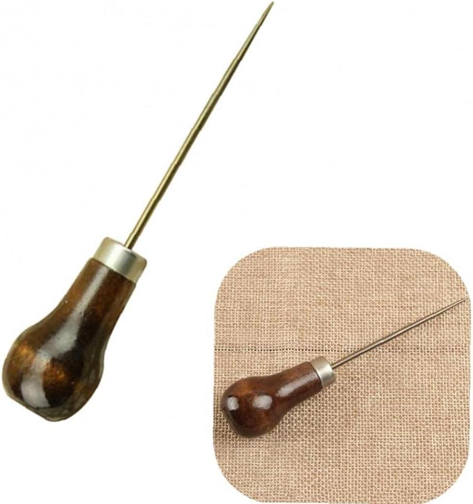 Ayrsjcl 1pc Leather Awl Wood Handle Stitching Tools Professional Punch Hole Awl Tailor Sewing Accessories