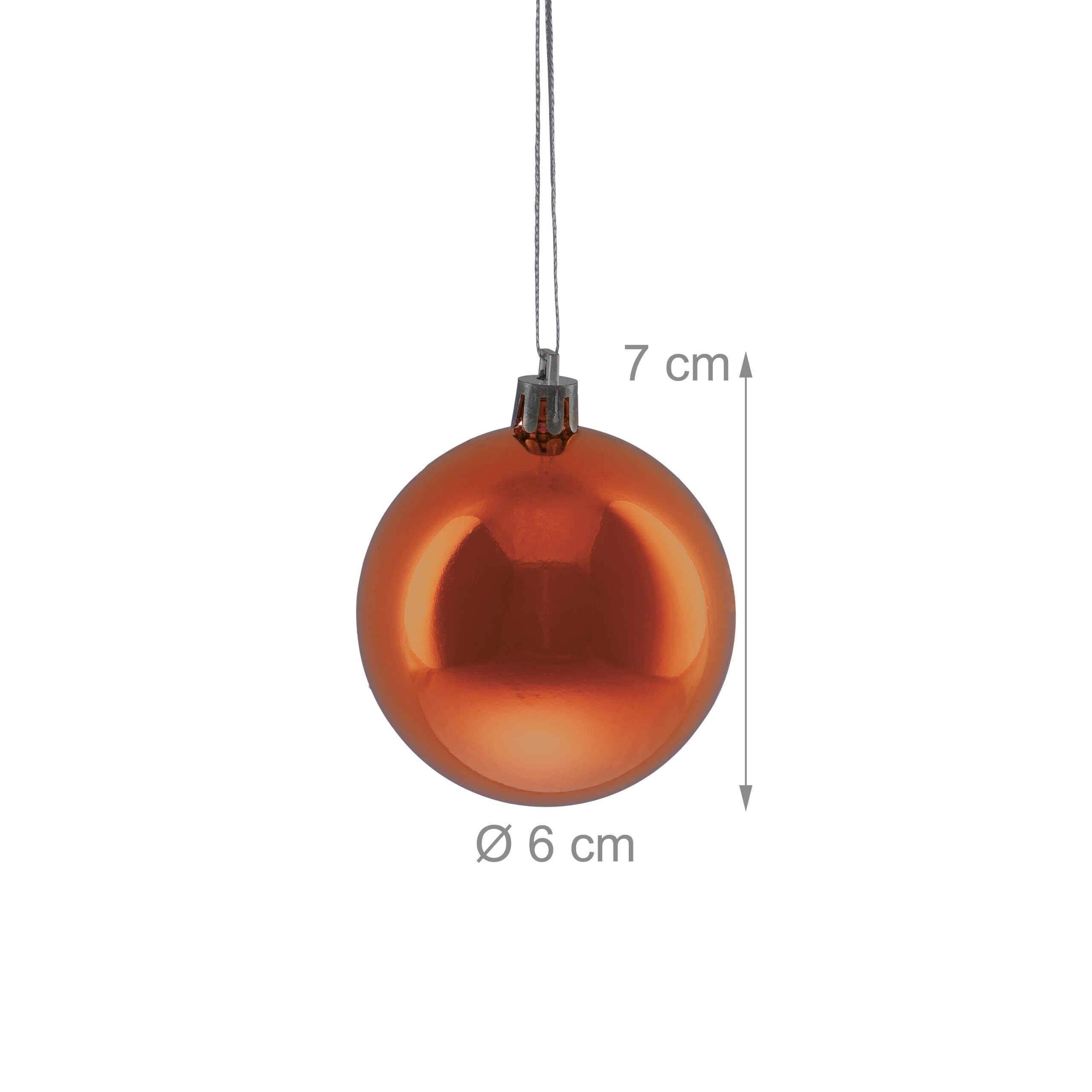 Relaxdays Palline di Natale, Set da 100 Palle Albero, Addobbi Natalizi, ∅ 6 cm, Sfere in Plastica Lucida, Arancione