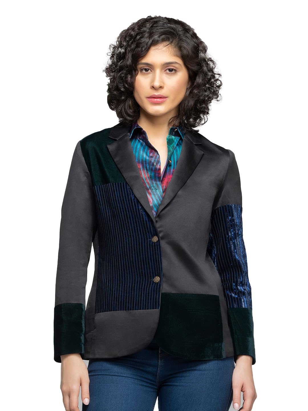 Black Notch Lapel Collar Solid Long Sleeves Casual Blazer for Women-image-18