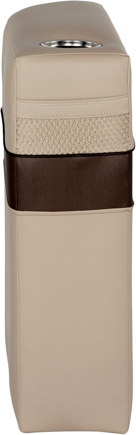 Lippert Rockport Series 8.5" x 25" Right Pontoon Armrest, Built-in Cup Holder, Marine-Grade Vinyl, Comfort Padded, Easy Installation, Fits Most Pontoons, Sand – 20221094223