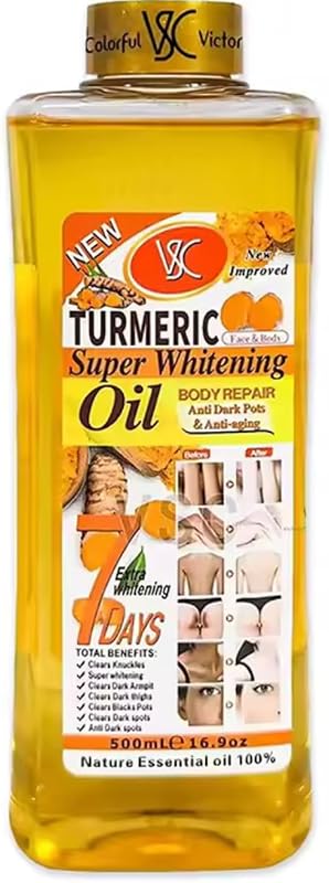 Turmeric Oil Super Whitening Face & Body Moisturizer Nourishing Anti-aging Correct Spots Wrinkle Skincare Essential oil 500ml/16.9oz (500ml/16.9oz)