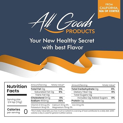 Miniatura 3 de All Goods Products Baja Mineral Sal marina de grano grueso, 16 oz de sal natural de México, sin refinar, cosechada a mano, cargada con más de 90