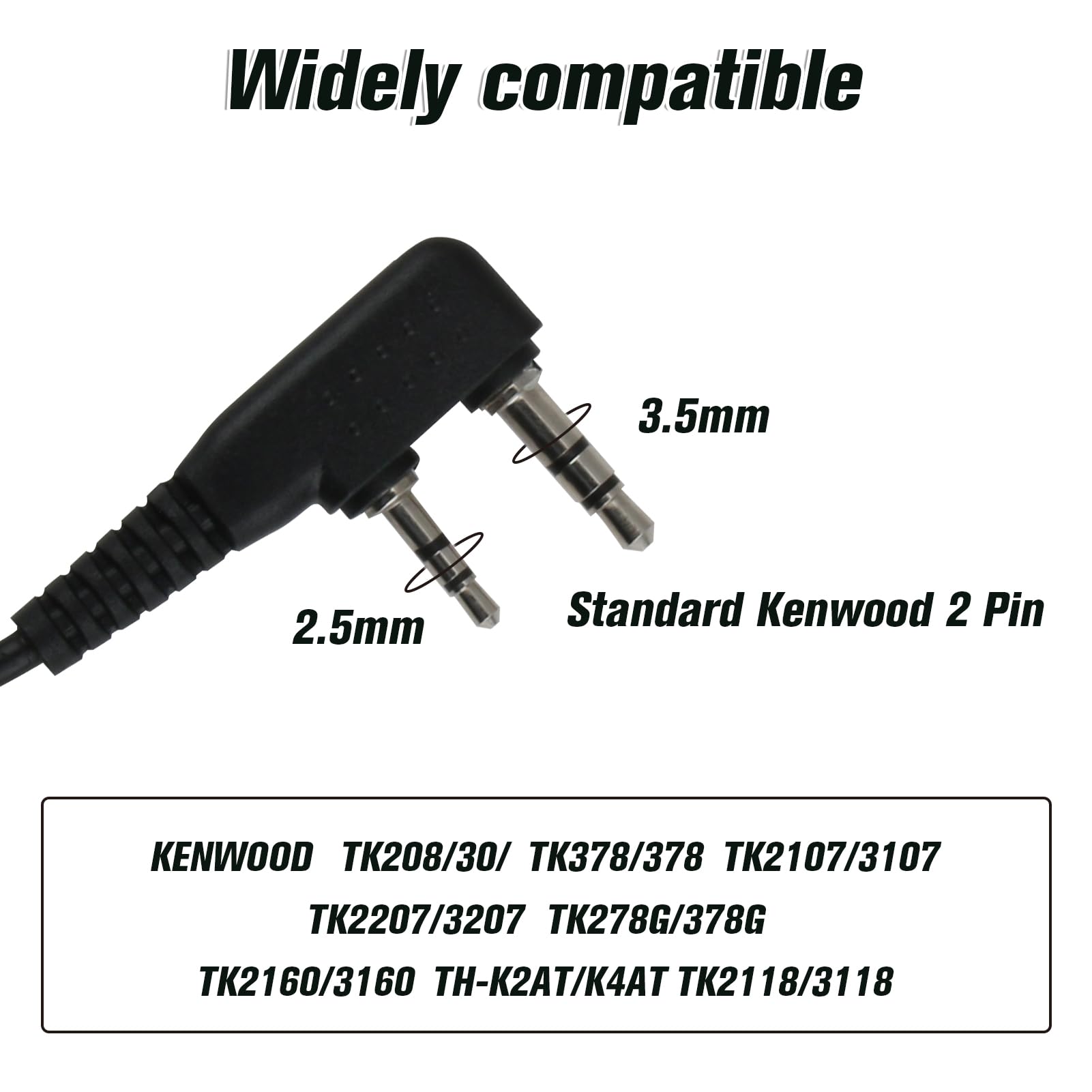 2 Pcs Oreillette Talkie Walkie 2 Broches Casque Écouteur(150CM