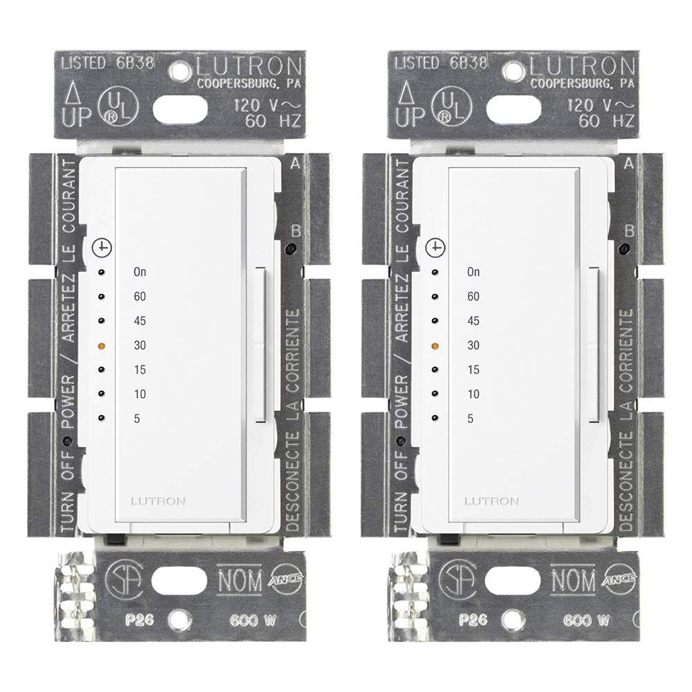 Lutron MAIN25251 White Maestro Countdown Timer (2 Pack) for Fans or