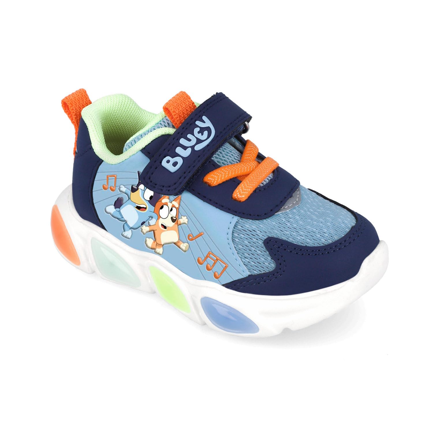 Garvalín Tenis Niño con Luces Deportivo Azul con Bluey | Suela LED Multicolor | Cierre Ajustable y Agujetas