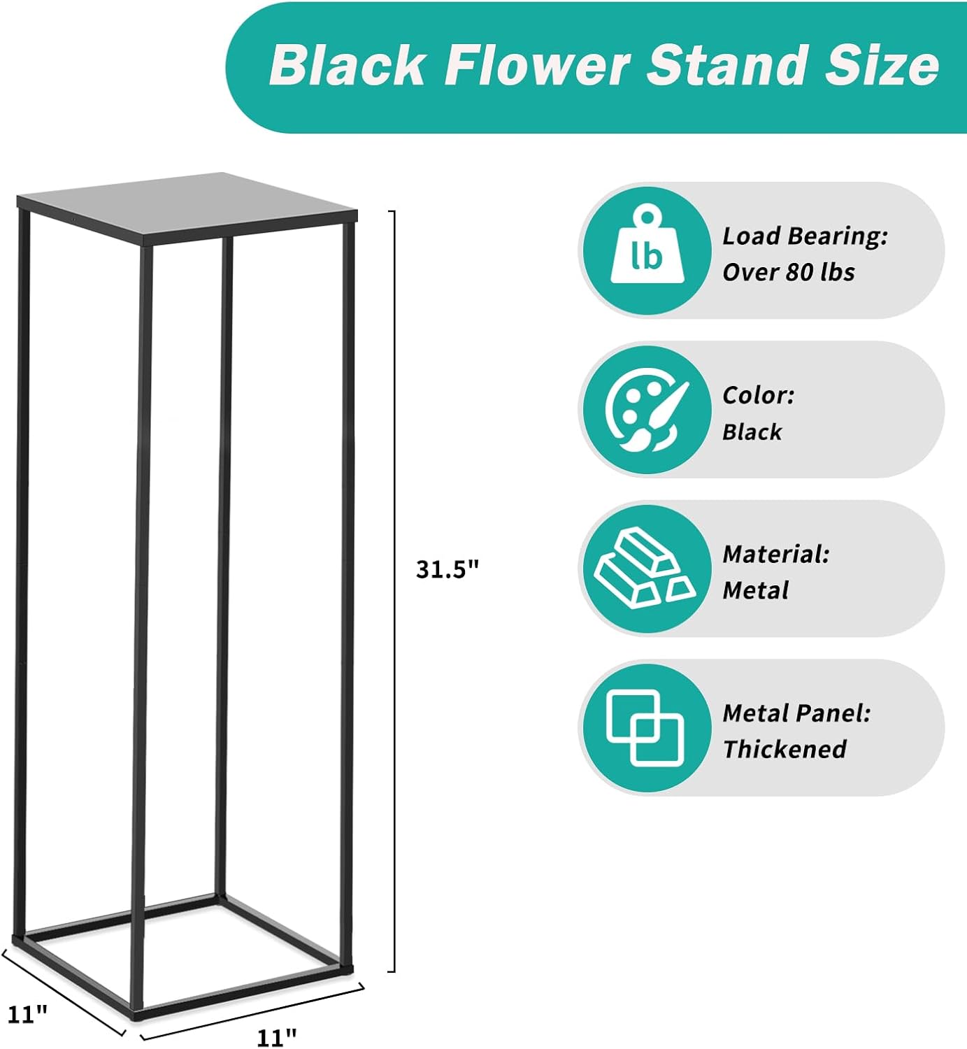 2 PCS Black Vases Flower Stands 31.5", Wedding Centerpieces for Tables, Metal Geometric Flower Vase, Tall Flower Stand Flower Vase for Centerpiece Home Table Decorations Black 31.5" - 2 PCS