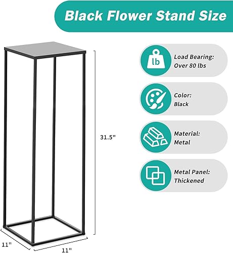 Miniatura 9 de Nalwort 2 soportes negros para floreros de 23.6 pulgadas, centros de mesa de boda para mesas, jarrón geométrico de metal, soporte de flores alto