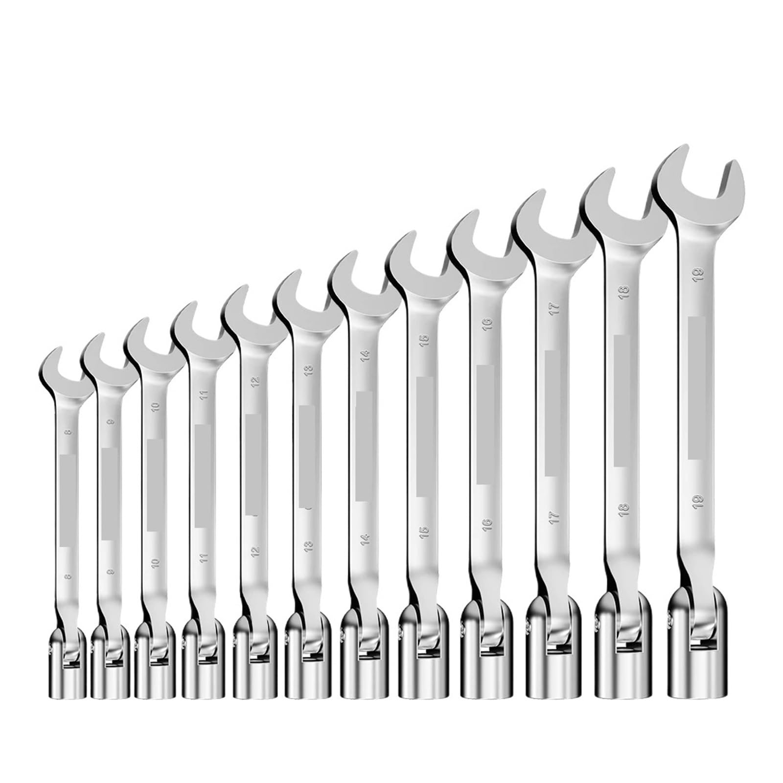 GSFHJRQ 8mm-19mm Swivel Head Socket Spanner Combination Wrench Car Repairing Tool(12pcs-8-19mm)