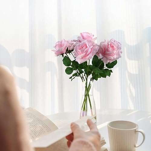Miniatura 100 de Eyamumo Flores falsas, rosas artificiales de seda sintética al tacto real para decoración de bricolaje, fiesta de boda, decoración de oficina