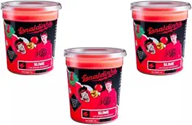 Kit de Slime Enaldinho Lojas Q2 Vermelho com Bolinha Surpresa - 3 Potes Biodegradáveis para Crianças Unissex