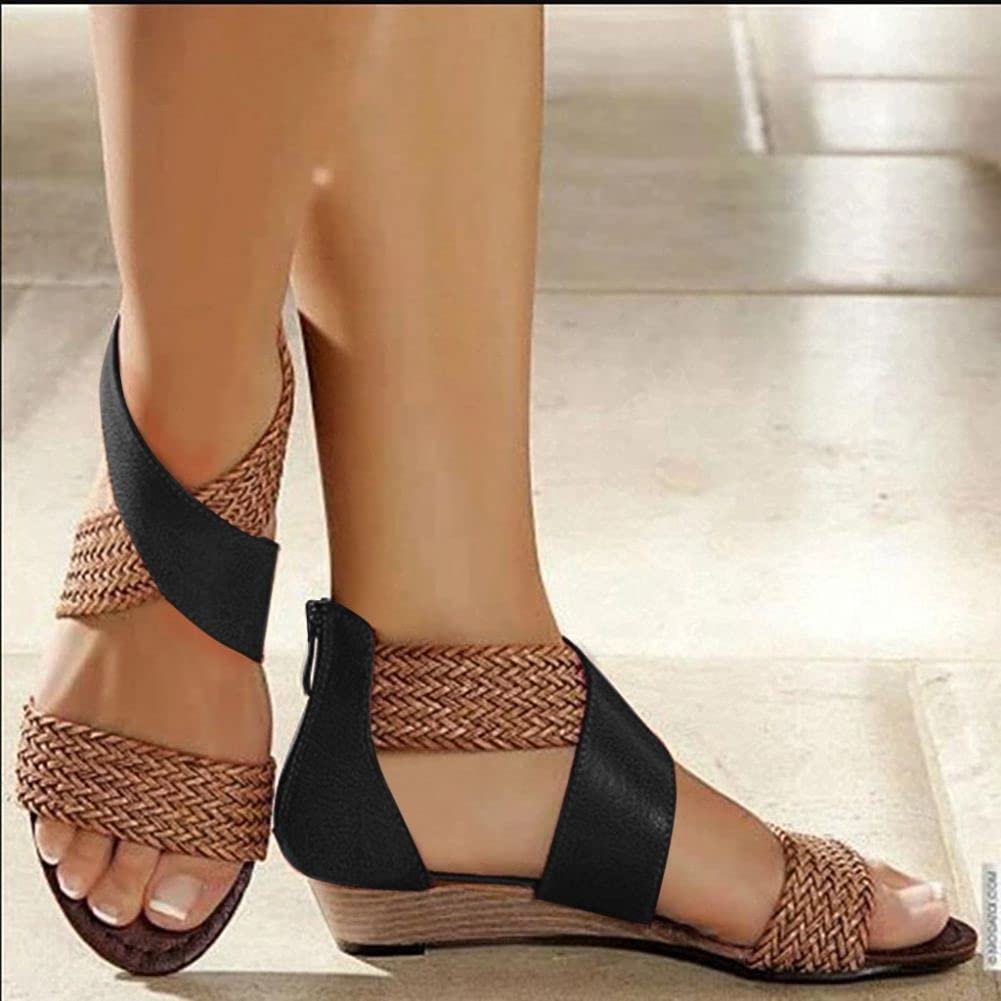 WEDFGXWEDFGX New Women Sandals Soft Stitching Ladies Sandals Comfortable Flat Sandals Women Open Toe Beach Shoes Woman Footwear