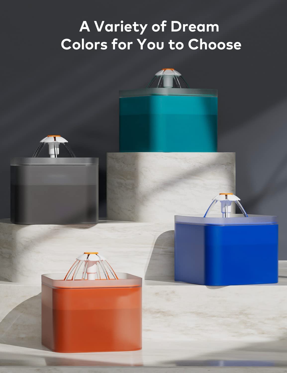 AONBOY Fontanella per Gatti con 6 Filtri(Grigio)