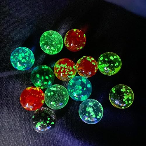 Miniatura 3 de CHDHALTD 10 canicas de vidrio para juegos de canicas, canicas de vidrio de 0.472 in que brillan en la oscuridad, colores mezclados, canicas de