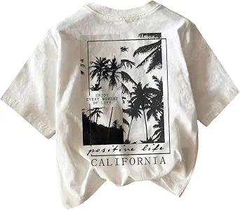 RoseSeek Boy's Short Sleeve Tropical Graphic Loose Summer Casual Tee Tops