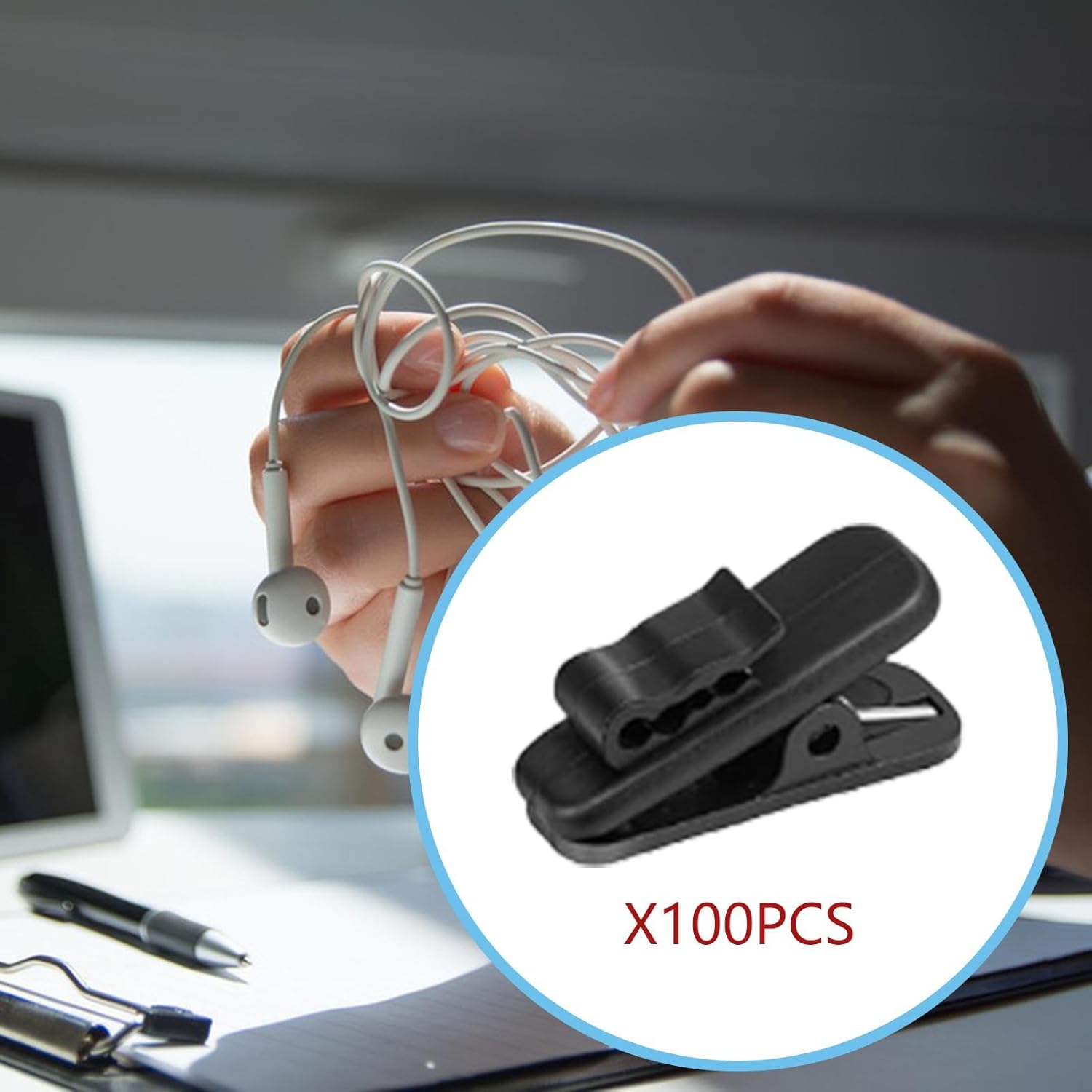 100 Pieces Headphone Wire Clip Earphone Cable Clothing Clip Rotate Earbud Clip Cord Fixing PP Material Suitable for Office Travel Home Use, Style C