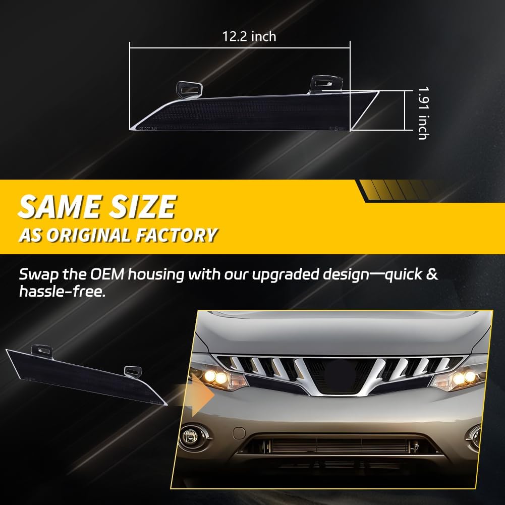 Side Reflector Headlight Panel for Nissan Murano 2009-2014, Smoked Lens