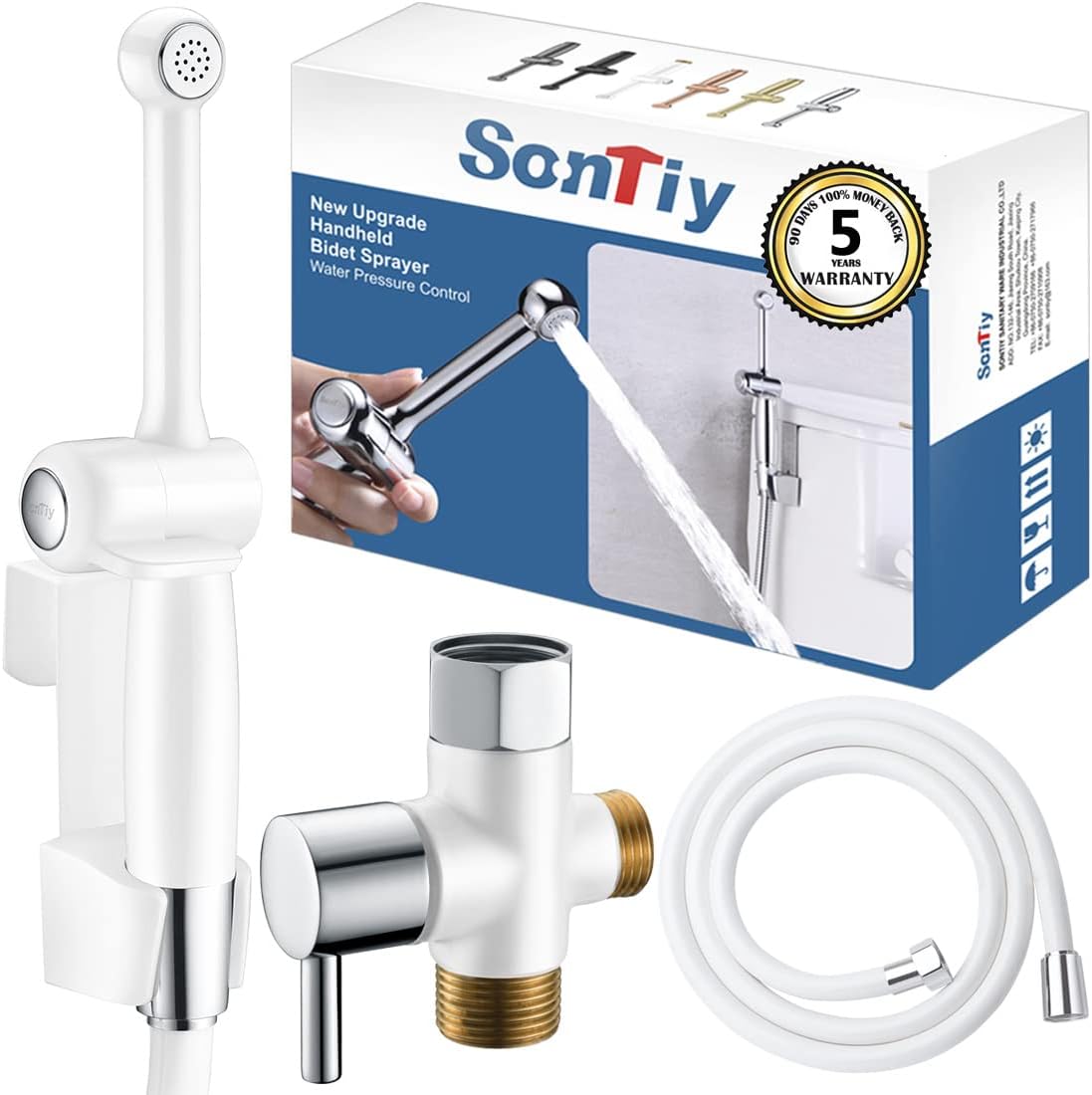 🔥 Cashback up to 70% SonTiy Handheld Bidet Toilet Sprayer, Complete Cloth Diaper Sprayer Set, 7.9 Brass Bidet Wand and Brass Valve Core for Long-Lasting Use, Better Personal Hygiene - White -5 Years Warranty