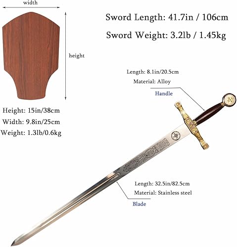 Miniatura 2 de Espada medieval King Arthur Excalibur de 42 pulgadas con placa de exhibición