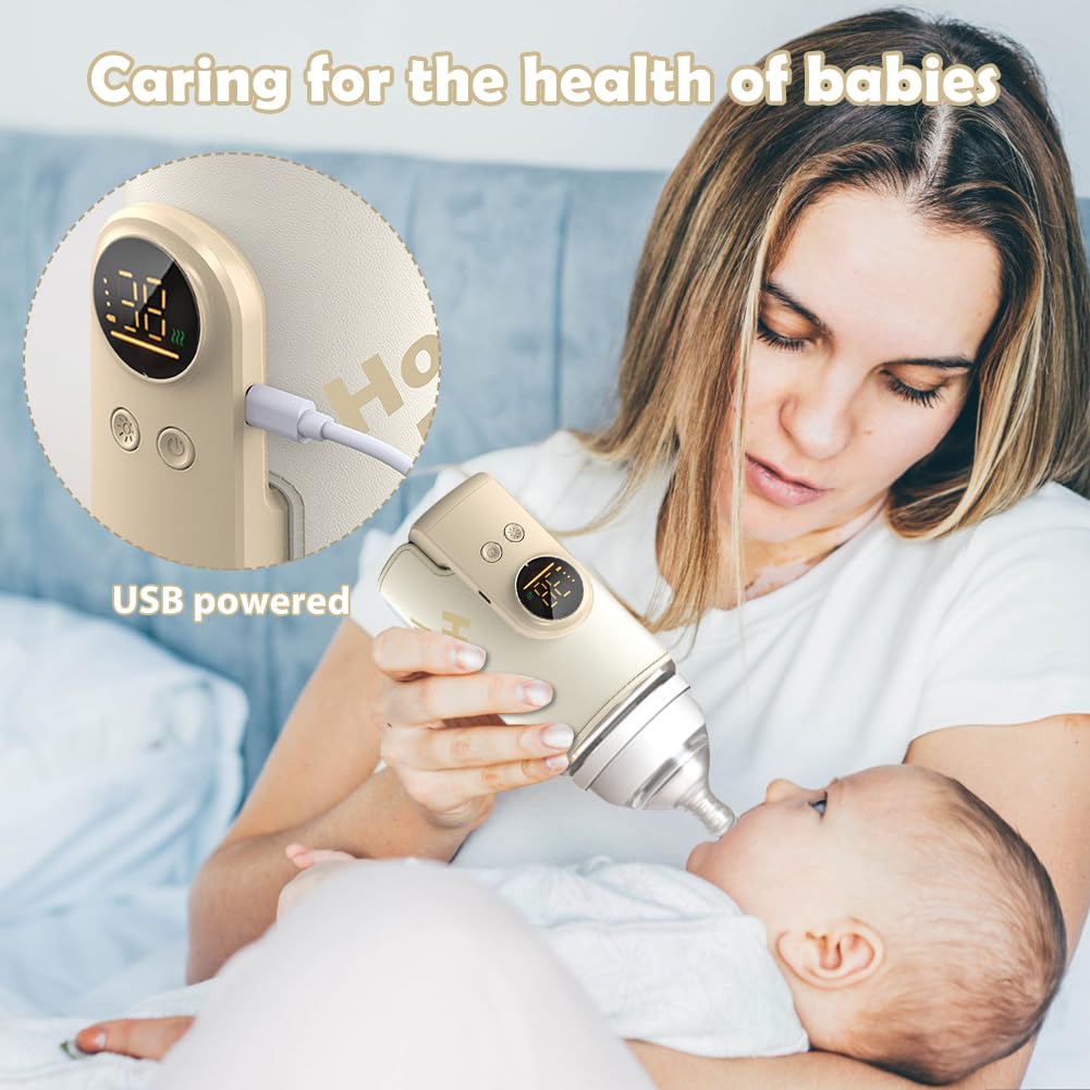 Flaschenwärmer Baby, Tragbarer Flaschenwärmer Unterwegs zur Temperaturhaltung, mit LCD-Display 6 Einstellbare Temperatur, Schneller Heizung, Muttermilchwärmer Tasche für zu Hause Draußen Reisen