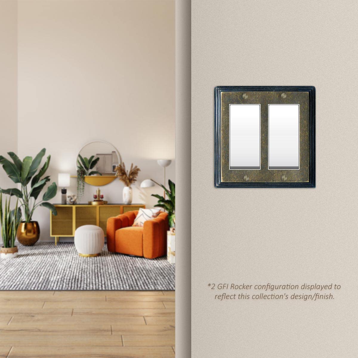 Switch Hits Cubierta para interruptor de luz Art Deco de latón antiguo moteado verde avellana | 1 cable | 7.6 cm x 12.7 cm | Tapón de toma de corriente eléctrica | Placas de pared para toma de