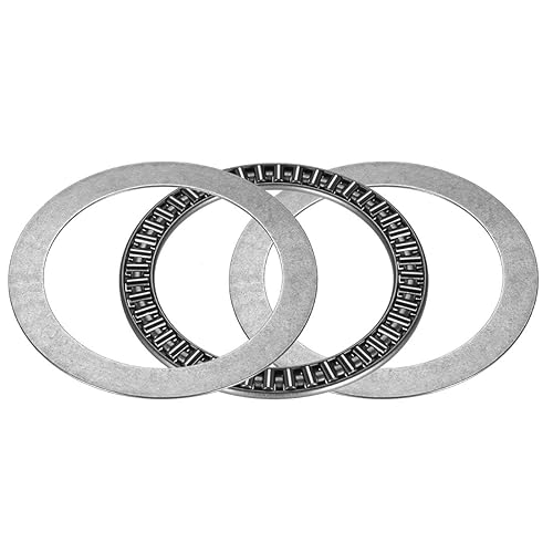 uxcell AXK80105 Rodamientos axiales de agujas con 2 arandelas, diámetro interior de 3.150in, 4.134in OD 0.157in de ancho, acero cromado