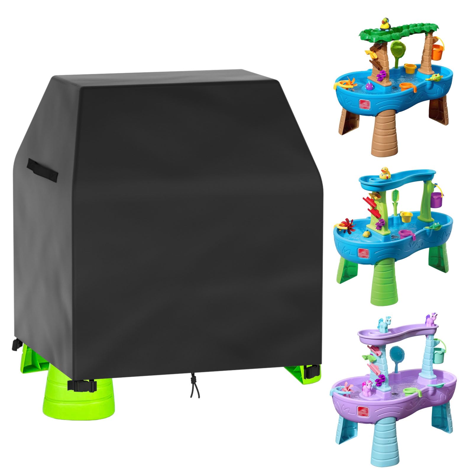 Water Table Cover for Kids - Summer Outdoor Toys Cover Compatible with Step2 Water Play Table - 420D Oxford Adjustable Drawstring Waterproof Dustproof Anti-UV Covers for Toddlers