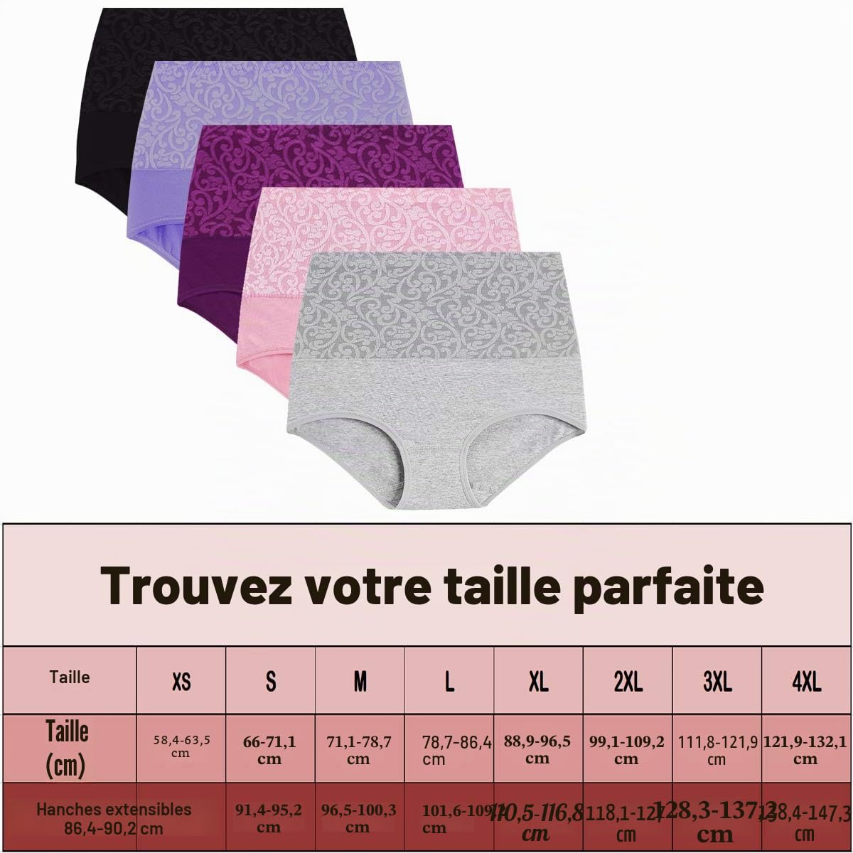 YaShaer Lot de Slips Taille Haute en Coton pour Femme