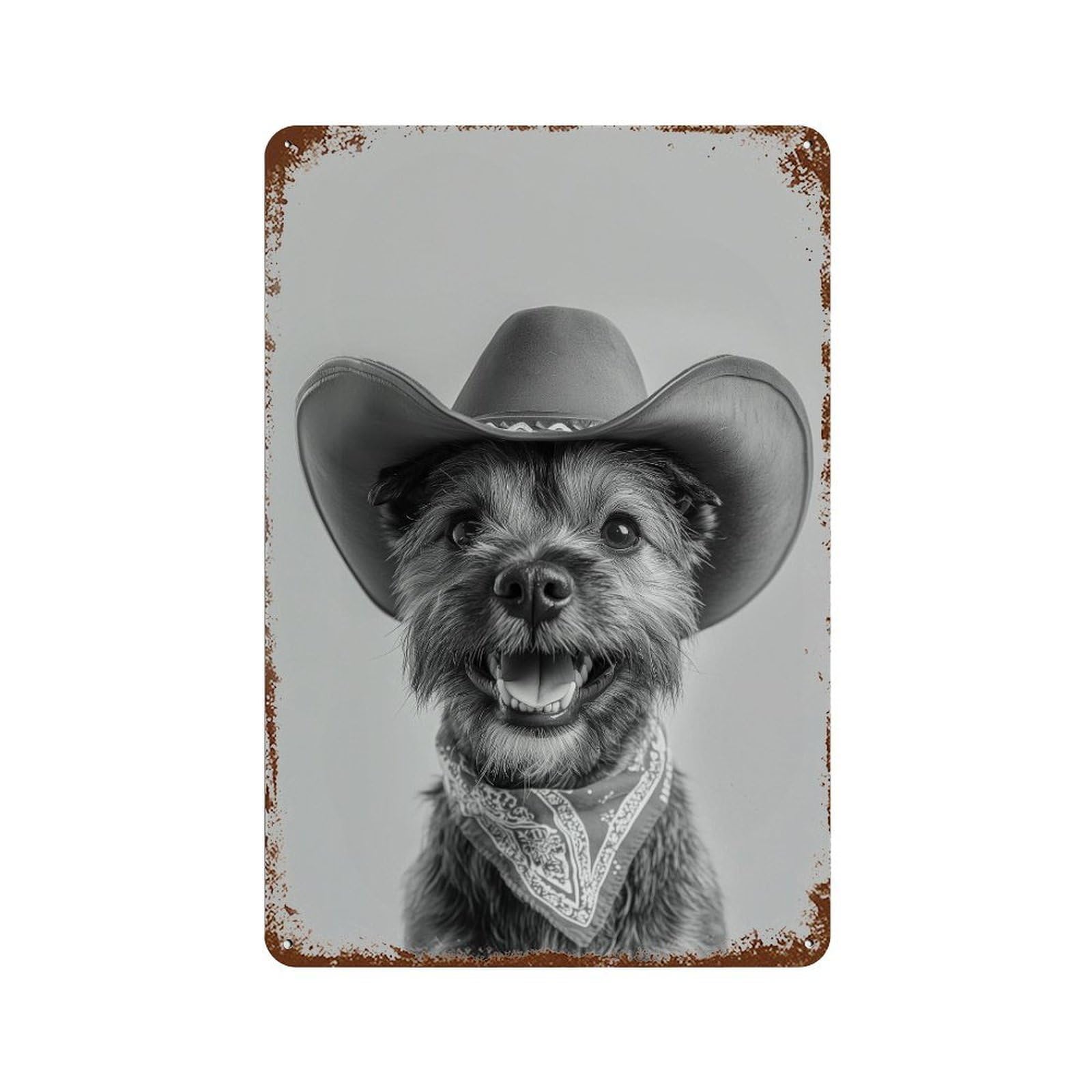 xiaoxiaoshen Border Terrier Cowgirl Art Print Wall Decor Art Metal Tin Poster Modern Home Decor Art Home Bar Shop Decorations Vintage Sign 30x20cm