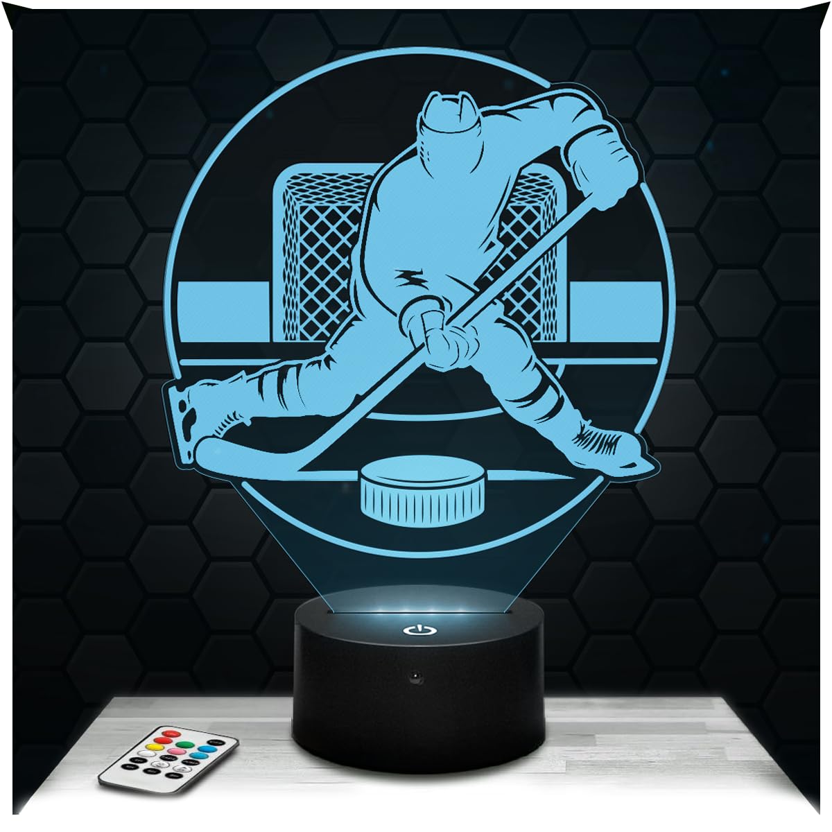 Lampephoto.fr - 3D Ice Hockey Sport Lamp, Touch LED Night Light, 3D Hologram Effect, Christmas Birthday Gift Idea for Men Women, Bedroom Decoration Object