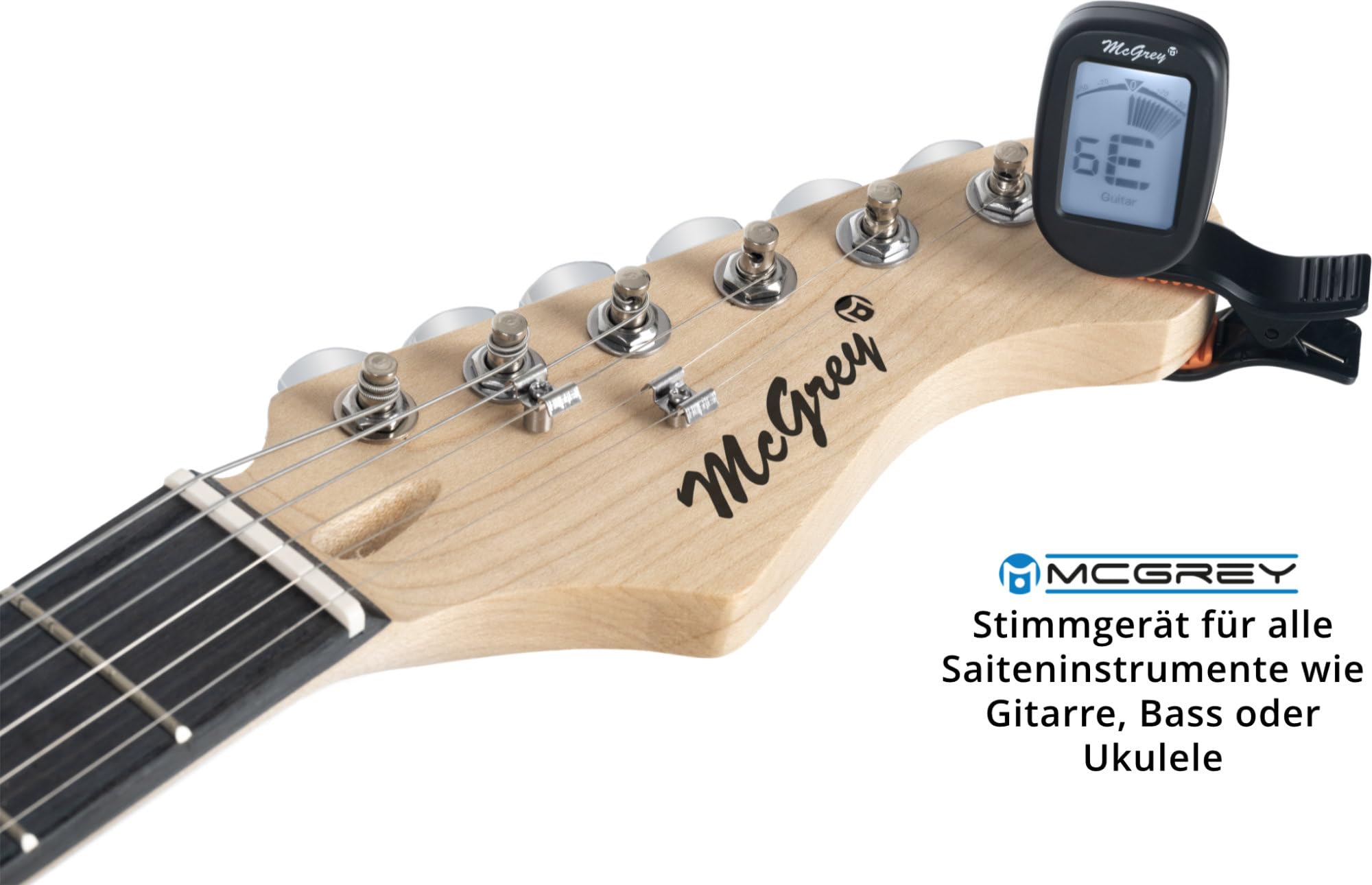 McGrey Rockit ST Komplettset E-Gitarre (8-teiliges Anfängerset mit Gitarre, Verstärker, Ersatzsaiten, Gitarrentasche, Stimmgerät, Plektren, Gurt und Gitarrenkabel) Schwarz