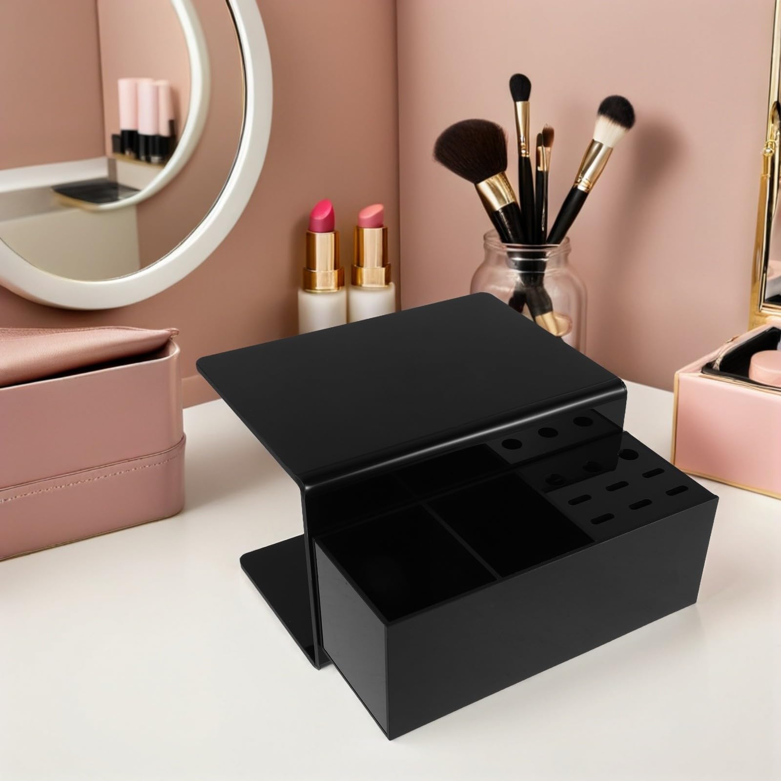 PACKOVE Organizador para Pestañas con Almohadilla Ergonómica Desmontable Soporte para Extensiones de Pestañas Herramienta Profesional para Salones y Doméstico Diseño Negro Fácil de Limpiar