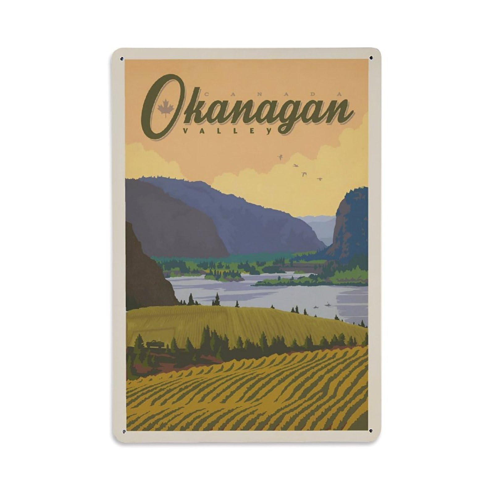 Vintage Trave Poster Canada Okanagan Valley Metal Tin Sign Wall Decor for Cafe, Club, Garden Metal Poster 8x12Inch