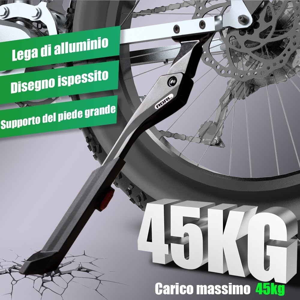 RBRL Cavalletto Bici, Supporto in Lega di Alluminio,Durevole e Antiscivolo Cavalletto per Bici Posteriore, Adatto a 24-29 Pollici Mountain Bike, Bici da Strada, MTB, Ebike