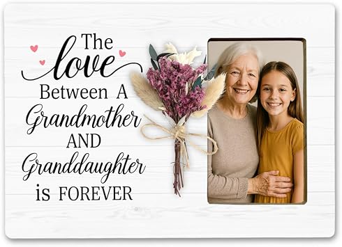 Grandma Gifts Bouquet Picture Frame form Granddaughter, Grandma and Granddaughter Picture Frame for Grandmother
