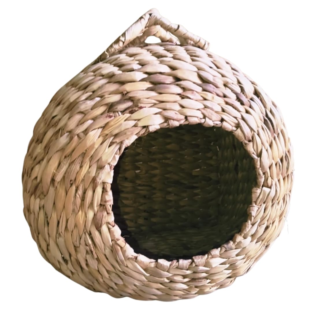 Large Round Banana Stem Fibre Chew Toy Hideout for Rabbits | 100% Natural Edible House | Handwoven Shelter & Dental Chew Toy | Safe Nesting Cave for Rabbits and Small Pets-image-6