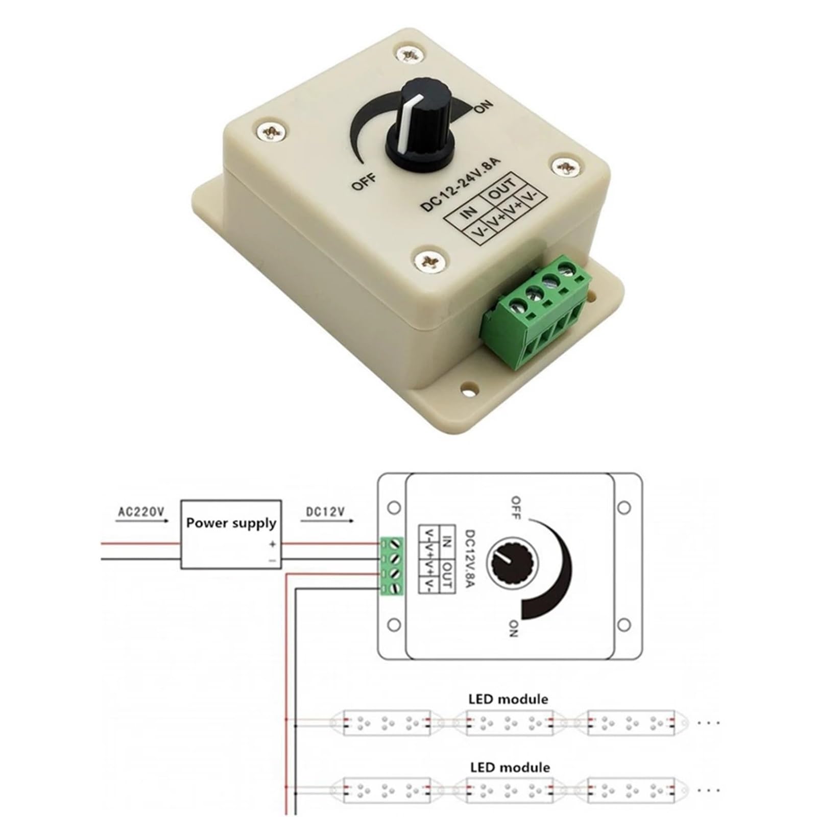 Regolatore di tensione Stabilizzatore di tensione DC-DC Alimentatore 8A Regolatore di velocità regolabile DC 12V Dimmer LED 12 V