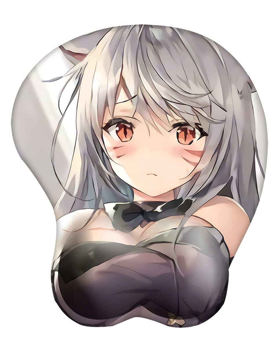 Boiee Azur Lane - Eugen Anime Mouse Pads with Wrist Rest Support Soft Silicone Ergonomic 3D Mouse Pad Mat Gaming Mousepad 2Way Skin (Azur), 10.24x8.64x1.26inches