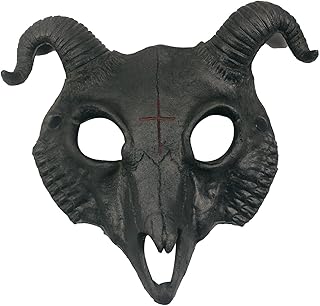 Tiydiygo Máscara de cabeza de cabra, máscara de cabeza de oveja novedosa, máscara de cuernos de animales, máscara de Halloween para fiesta de cosplay